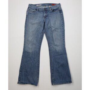 Vintage Y2K Express X2 Womens 12 Long Babydoll Curvy Flared Wide Leg Jeans Blu